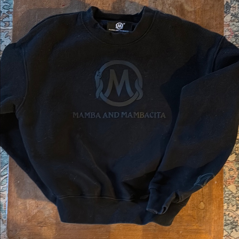 Black Cotton Blend Crew Neck Sweatshirt